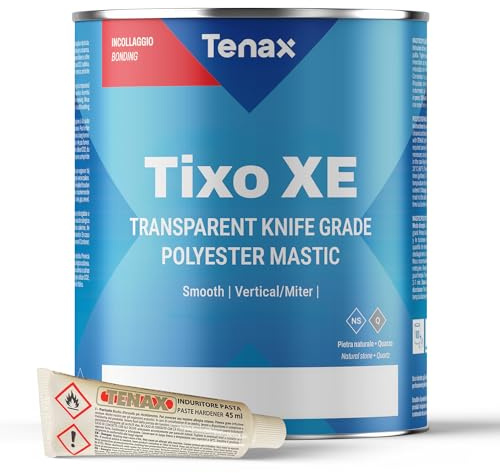 Tenax Tixo XE Transparent Polyester Mastic – Knife Grade Stone Adhesive for Granite, Marble & Natural Stone – Clear Professional Glue for Seams, Laminations, Repairs & Stone Fabrication
