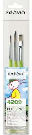 da Vinci, FIT Synthetics, Serie 4209, Set, 3 Pinsel, Allround, Acryl, Gouche, Tempera, Für Papier und Karton, Hobby & Schule, Kurzstiel, Made in Germany, Größe 4, 8, 8