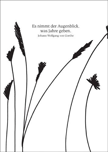 Kartenkaufrausch Trauerkarte mit Gräser Motiv und Goethe Zitat: Es nimm der Augenblick • schöne Beistandskarte um den Hinterbliebenen mit tiefem Mitgefühl zu kondolieren