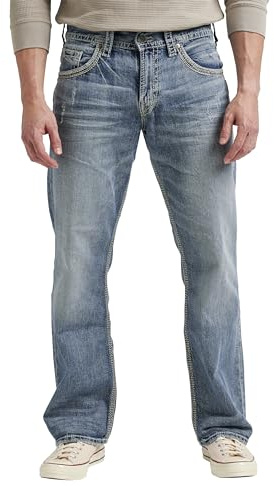 Silver Jeans Gordie - Jeans Holgados de Pierna Recta para Hombre, añil, 34W / 32L