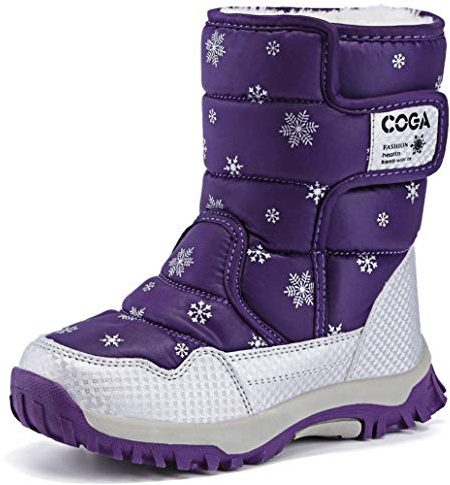 DADAWEN Girls Boys Snow Boots Winter Outdoor Waterproof Slip Resistant Cold Weather Shoes (Toddler/Little Kid/Big Kid) Purple US Size 8 M Toddler