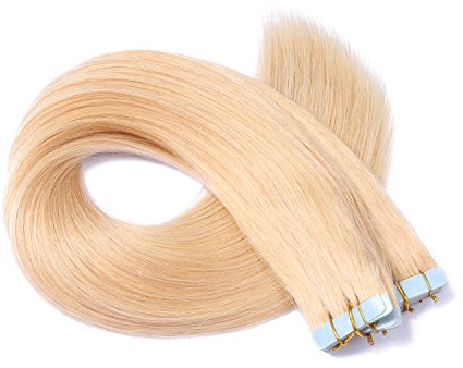 Tape In - On Hair Extensions - # 24 - GOLDBLOND - 40cm - 10 Tressen je 4cm Breit / 2,5g - 100% Remy Echthaar Haarverlängerung/Extention mit Klebeband Tressen by NOVON Hair Extentions