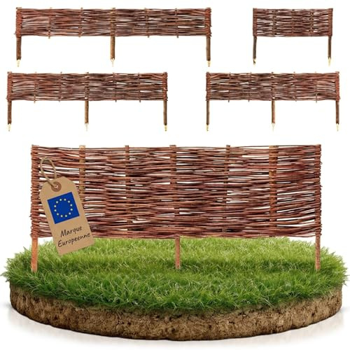 BOOGARDI Beeteinfassung Holz · 12 Größen · 10x Weidenzaun 30 cm hoch x 100 cm lang · Garten Steckzaun zur Beetumrandung · Rasenkanten zur Beetbegrenzung aus Weide