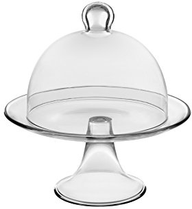 Vidivi Vetri delle Venezie Banquet Set Alzata Piatto con Campana, Vetro, Trasparente, 21x21x22.5 cm, 2 unità