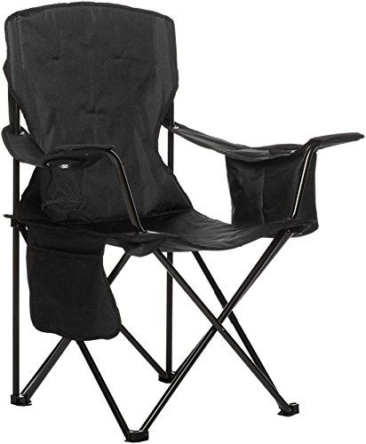 Amazon Basics Silla de camping con enfriador, Normal, Negro (Acolchada)