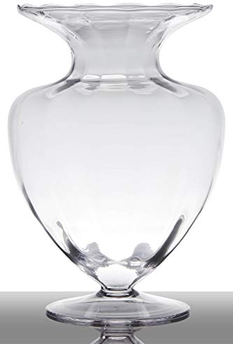 INNA-Glas Floor vase of glass KENDRA on pedestal, conical/round, clear, 13/33cm, Ø 23.5cm - Flower vase/Conical vase