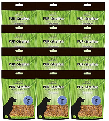Schecker 12 x 100g Pur Streifen Ente - Pur und Sortenrein - 100% Ente