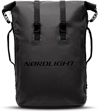 Nordlight Dry Bag 35l - (Schwarz) Roll Top Rucksack mit gepolstertem Tragegurt, wasserdichte Tasche für Wassersport, Fahrrad, Kurierrucksack, Trekking, Angeln