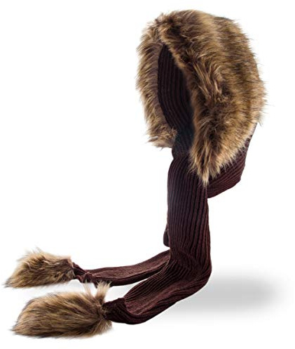 Futrzane Classic Bufanda con Capucha - Chal Invierno para Mujer - Gorro Capucha (Marrón - Bronce Classic)