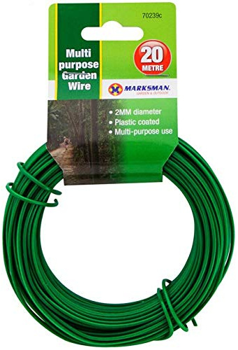 Nti MARKSMAN 20 x Meter Garden Wire Galvanised Green Plant Tie Home Thick Silver Thin Metal Decking Fencing Outdoors Indoor General Multi Purpose Coated UK FREE P&P (2.0mm x 20m Green Garden Wire)