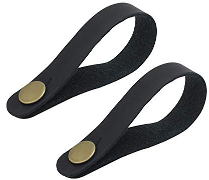 Alnicov Gitarrengurt Ukulelenriemen Knopf Kunstleder Spindelstock Adapter für Ukulele Akustikgitarre 2St. (Schwarz)