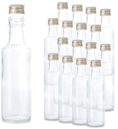 Flaschenbauer - 16x Glasflaschen 100ml mit Schraubverschluss PP24 - Saftflaschen zum Befüllen, Likörflaschen, Vorratsflaschen, Einmachgläser, zum Befüllen von Spirituosen aller Art - Made in Germany