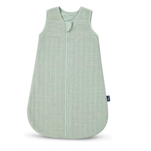 Kinderhaus Blaubär Alvi Babyschlafsack & Windel Blaubaer | Sommerschlafsack atmungsaktiv | Leichter Kinderschlafsack 100% Baumwolle waschbar | Baby Schlafsack ärmellos | Babyschlafsack Neugeborene