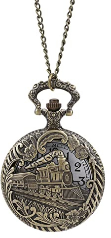 1pièce Montre De Poche Quartz Vintage Motif Locomotive À Chaîne Montre Suspendue Pratique Et Élégante pour Horlogerie