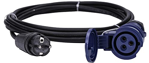 Voxura CEE-Adapterleitung Schutzkontakt-Stecker CEE-Kupplung Schutzkappe Camping Caravan Wohnmobil Wohnwagen Boot Stromkabel Außenbereich 3-polig 230V 16A H07RN-F 3x1,5 IP44 5m
