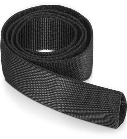 Polyester Winch Rope Protector, Fydun Polyester Winch Rope Protective Sleeve Black Universal For 3cm/1.18inches Width Cable Line(2M)