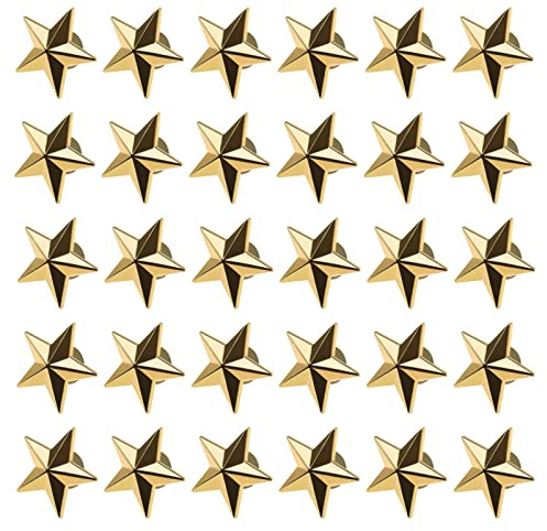 eMagTech 30 STÜCKE Stern Abzeichen Anstecknadeln 18mm Gold Stern Anstecknadel 5 Spitz Stern Abzeichen Metall Stern Anstecknadel Abzeichen Stern Anstecknadel Kostüm Dekoration Stern Anstecknadel