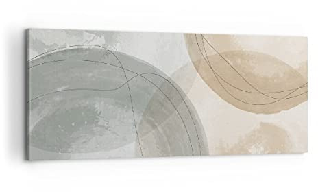 Lienzo Decorativo 120x50cm Moderno Panorámico Abstracto Pastel - 4842 | Acuarela ruedas Lápiz de color Cuadro sobre Lienzo Grande Arte mural Decoración del Hogar Salón Dormitorio Cuadros de Pared
