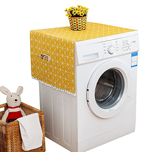 llasm Fridge Dust Cover Fridge Cover Refrigerators Dust Proof Cover For Refrigerator Washing Machines Single-Door Fridge Dryers Top Covers yellow
