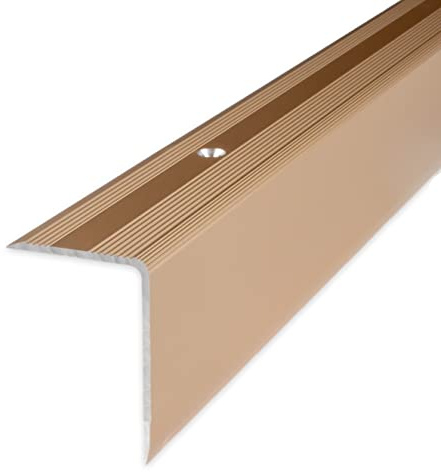 PROVISTON | Treppenkante | Aluminium | Bronze Hell | Breite 30 mm | Höhe 42 mm | Länge 1000 mm | Gebohrt | Treppenkantenprofil | Treppenwinkel | Winkelprofil | Kombiwinkel | 1 Stück