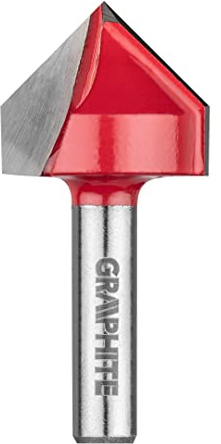 GRAPHITE V-Nutfräser, Hartmetallplatte (HM), Durchmesser 8/25,4 | Schaftdurchmesser 8 mm, Höhe/Länge 8/25,4 mm, Für Holz, Spanplatten, MDF, Sperrholz, 25.4 x 25.4 x 8mm
