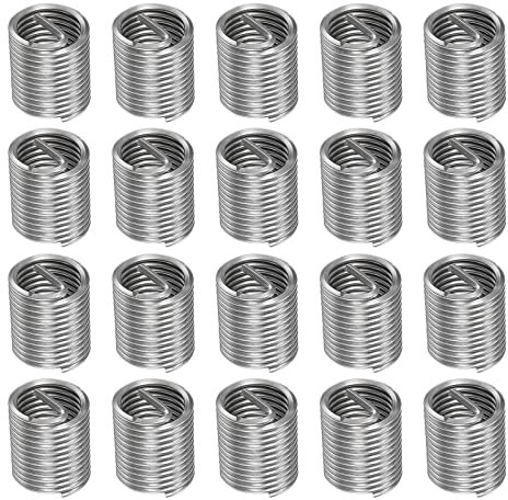 sourcing map 20Stk. Draht Gewindeeinsatz M16 x 2 2D 32mm 304 rostfreier Stahl spiralförmig Spiraldraht Gewindehülse