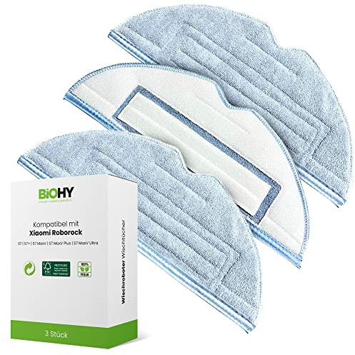 BiOHY Wischtücher Set (3er-Set) | kompatibel mit Roborock S8, S7, S7 +, MaxV Ultra, S7 Pro Ultra | Wischroboter Ersatz Zubehör für Roborock Wischtücher | Bodenwischer passend zum Original