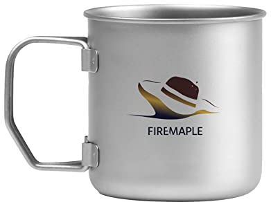Fire-Maple Tazza/Pentola in Titanio da Campeggio e Viaggio con Maniglia Pieghevole Ultra Leggero Portatile Acqua Tazza (300ml LogoColore)