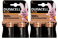 4 x Duracell C Plus LR14/MN1400 Alcaline (2 ampoules de 2 batteries) 4 piles