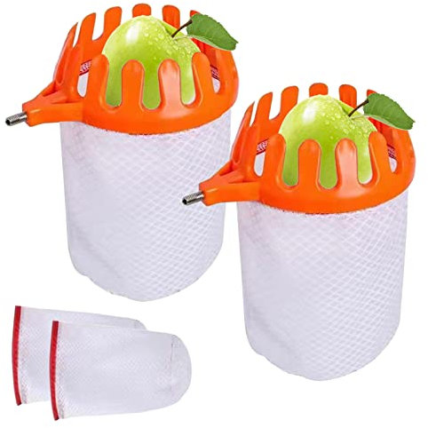2 Pezzi Raccoglitrice Di Frutta,Raccoglitore Di Mele,Raccogli Frutta Con Sacchetto,Raccogli Frutta Da Albero,Raccoglifrutta,Per Ottenere Mela, Ciliegio, Cachi, Pesco,Ciliegie (Rosso)