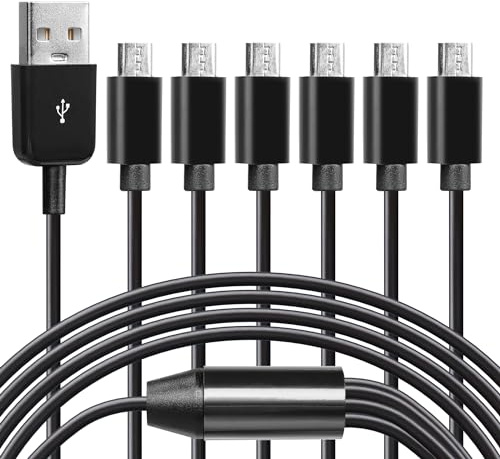 CERRXIAN Cable Micro Divisor en Y USB 1 Macho a 6 Macho de 5 Pies - Admite Transmisión de Datos de Discos U, Teclados y Fuente de Alimentación para Dispositivos