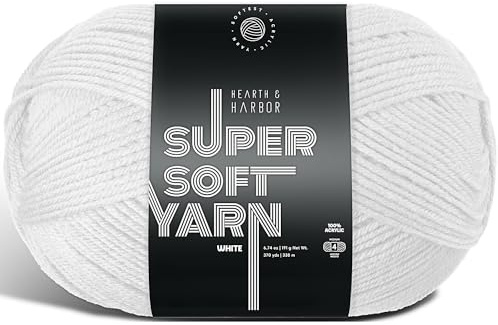 Acrylic Yarn for Crocheting & Knitting – Soft Crochet Yarn for Crocheting, 370 Yards, Perfect for Crafts & Amigurumi, Medium Worsted Weight 4, White