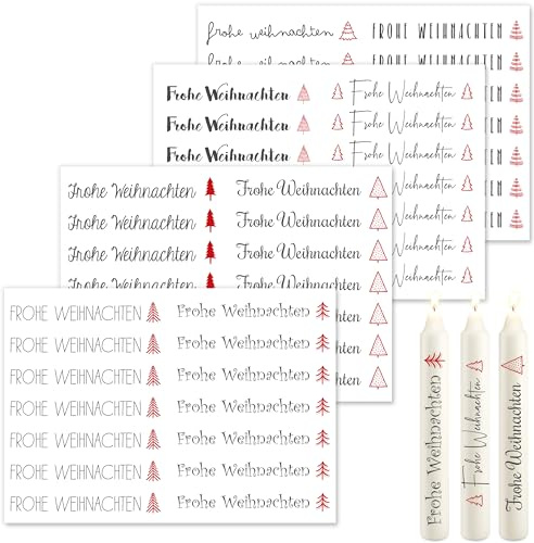 OWLBOOK® Kerzentattoos Weihnachten Kerzen Tattoo Weihnachten Sticker Kerzenfolien Tattoo Folie Kerzensticker Kerzen Aufkleber I Wasserschiebefolie
