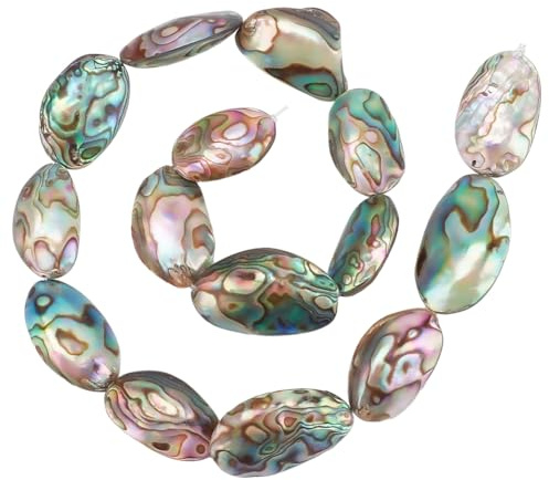 BENECREAT 1 Brin 15 pcs Breloques en Coquille D'Ormeau Perles de Coquille D'Ormeau Naturelles Perles de Coquille de Paua Irrégulières Perles en Vrac pour Fabrication de Bijoux Bricolage, 38 cm
