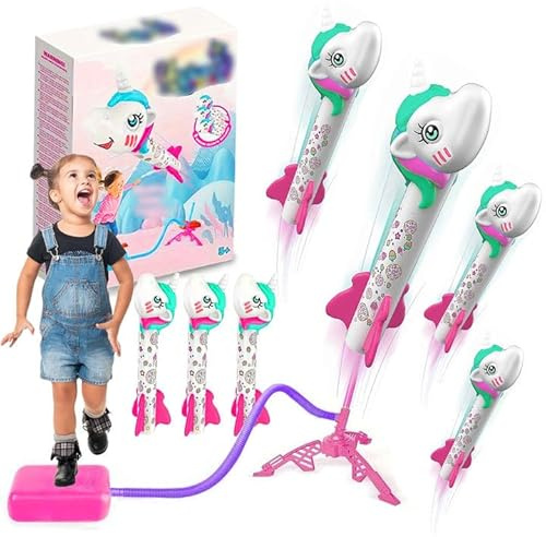 Cohete Lanzador Para Niños - Juguete Exterior Rosa de Cartón Para Jardín - Nueva Versión Para Niños 3-4 Años - Regalo