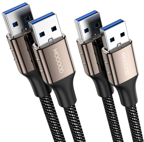 MOGOOD Cavo da USB a USB 2M+2M Cavo da USB a USB 3.0 da maschio a maschio estensore USB Tipo A a Tipo A per il trasferimento dei dati compatibile con disco rigido, computer portatile, monitor