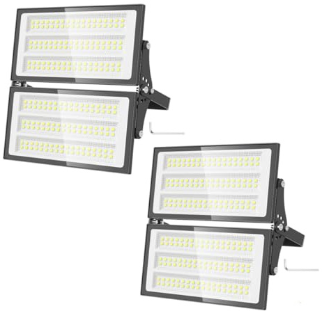 papasbox 2 Stück 200W LED Strahler Flutlichter Außen | Scheinwerfer Außenstrahler 6500K Kaltweiß IP66 Wasserdicht | LED Fluter für Garten Garage Sportplatz