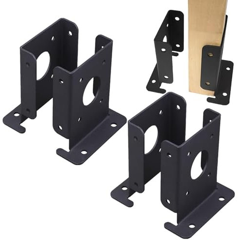Wooden Fence Post , Heavy Duty Post Anchors | Heavy Duty Adjustable 4X4 Post Base, 4 Rust Proof Half Post Base Pergola Anchors for Concrete Floors, Wood Posts or Decks