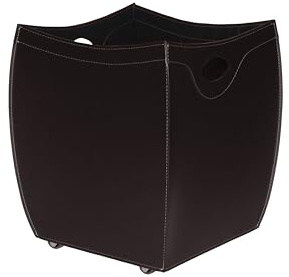 LIMAC Design BOTTE Kaminholzkorb aus Leder, holzkorb für kaminholz Modern und Design, Brennholzkorb mit gummierten Rädern, Exklusives Produkt, hergestellt in Italien. Dunkelbraun