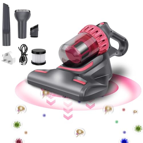 Royalswill Bed Vacuum Cleaner with HEPA Filtration, Deep Mattress Vacuum Cleaner UV Lamp Sterilization, Mattress Cleaner Machine, Cordless Handheld Vacuum Cleaner for Bed, Sofa, Carpets