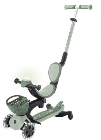 Globber - GO•UP Baby 360 Lights - Trottinette évolutive 3 Roues avec siège et Dossier, pour Les Enfants de 15 Mois à 6 Ans, Vert Sauge