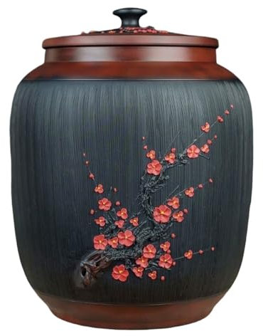 Food Storage Container Ceramic Rice Bucket Home Rice Storage Box Sealed Rice Container with Lid 10KG 15KG 25KG Grain Dispenser(10KG)