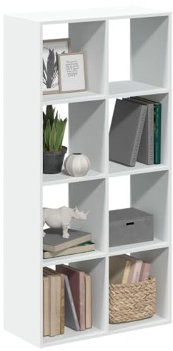 Gecheer Skiljebokhylla, vit, 69,5 x 29 x 137,5 cm i spånskiva, skåp, CD-hållare, bokhylla, CD-hållare, DVD, arkivering, bokhylla, kubikhållare, CD-hållare, kolumnhållare, avdelningsbibliotek, P858021