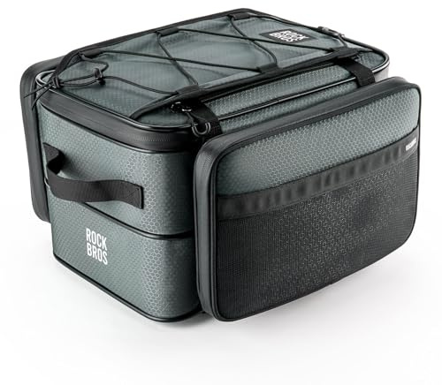 ROCKBROS Road to Sky Fahrrad Gepäckträgertasche 15-30L Faltbar | Fahrradtasche für Gepäckträger Hinter Transporttasche Gepäcktasche Packtasche Mehrere Fächer Grau