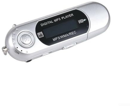 Hasaller Lecteur de musique MP3 portable avec écran LCD - Lecteur MP3 USB avec écouteurs - Clé USB numérique avec fonction radio FM - Argenté