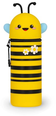 Legami - Kawaii 2-in-1 Schulmäppchen aus weichem Silikon, Tischstifthalter, Reißverschluss, Buntstifte, Marker, H 18,5 cm