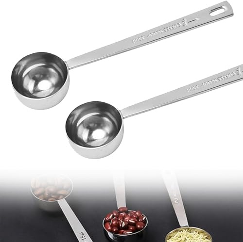 2 Pieces Tablespoon Scoops with Long Handle - 15 ml Stainless Steel Coffee Measuring Spoon, 15ml Suitable for Kitchen, Coffee, Milk, Juice Measuring Cups and Spoons