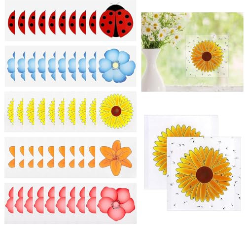 Gibocot 50 Pack Window Fly Trap Stickers, Indoor Fly Catcher for Home, Fruit Flies & Gnat Traps, Sunflower Floral Design - Non-Toxic & Easy to Use