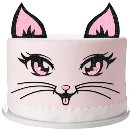 Katzen-Kuchenaufsatz, Dekoration, Augen, Ohren, Mund, Kätzchen-Gesicht, Partyzubehör für Katzen-Themen-Feiern, Jungen, Mädchen, Babyparty