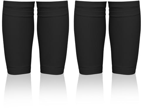 2 Pairs Soccer Shin Guard Sleeves, Double-Layer Breathable Fixed Leg Sleeve